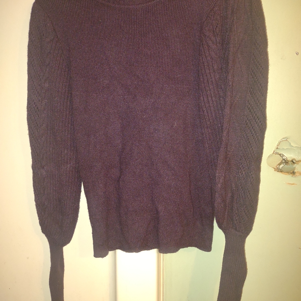 Woman's long puff‎ sleeve purple sweater Express size medium